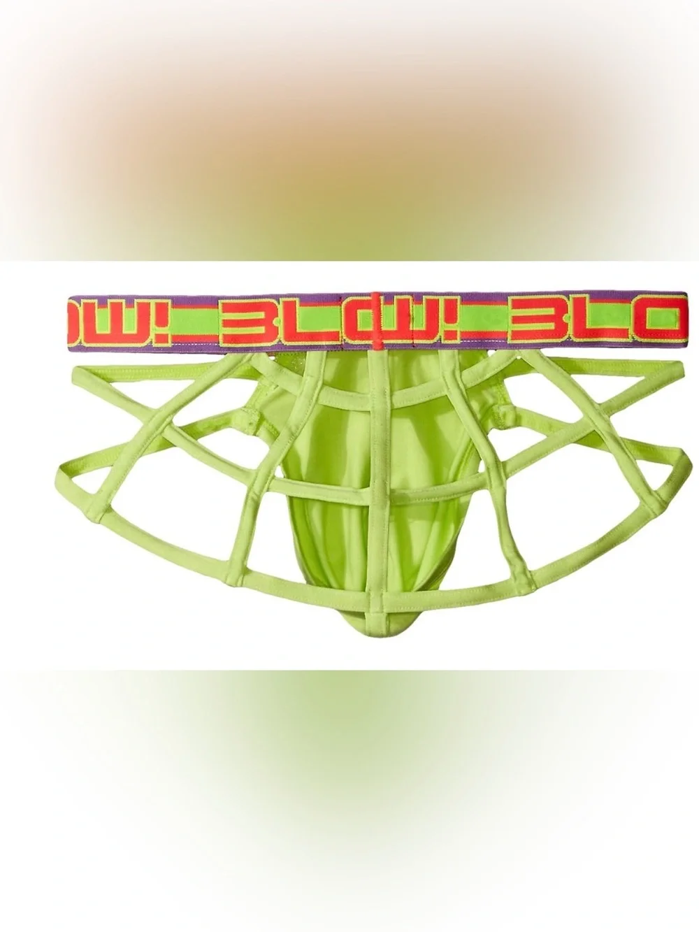 Andrew Christian…  Neon Lime Cage Briefs with Bold Logo Waistband